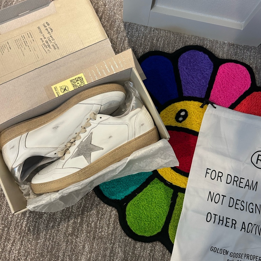 Golden Goose White and Gray Sneakers
